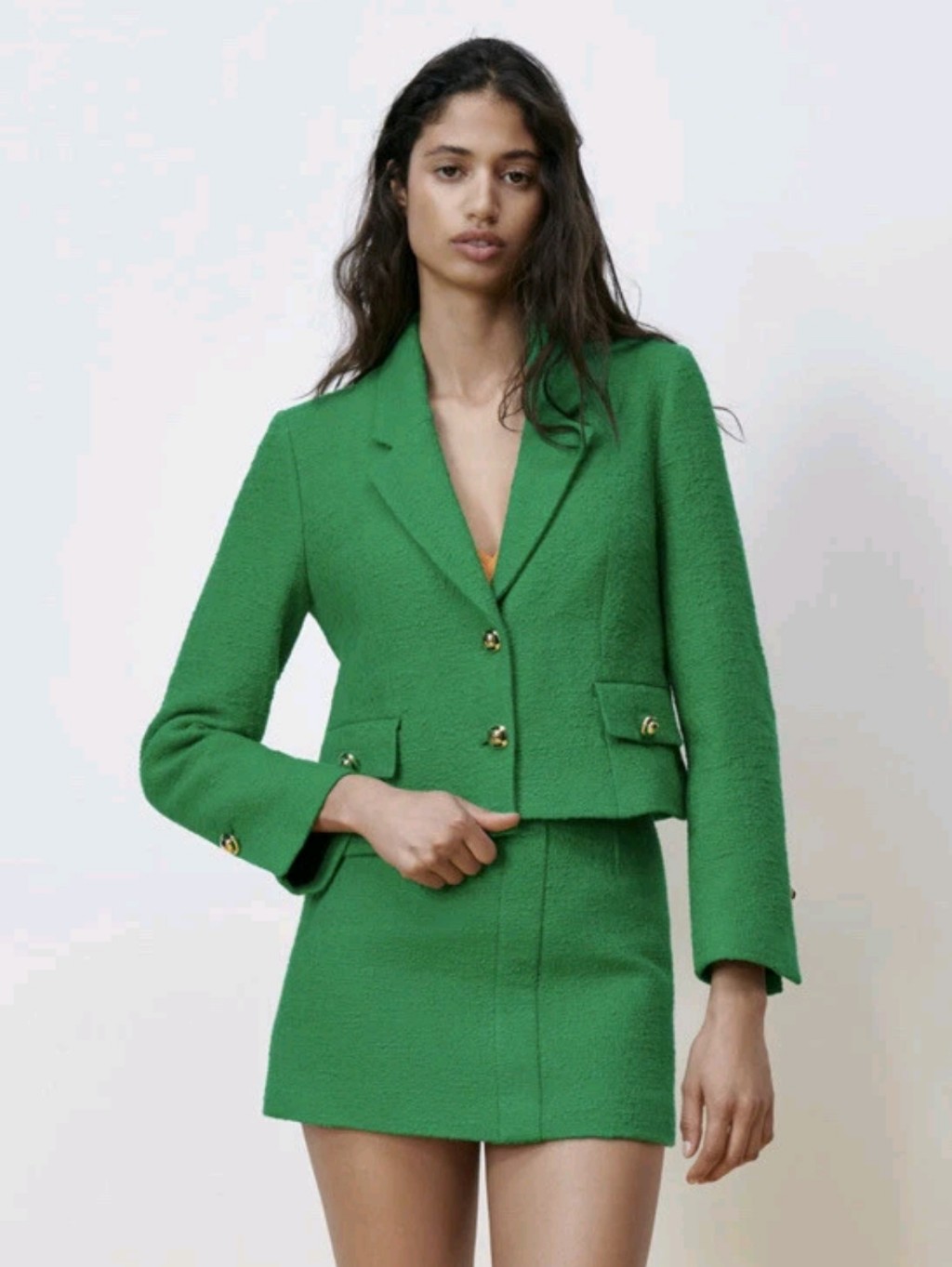 Zara Set: Textured Skirt And Blazer
